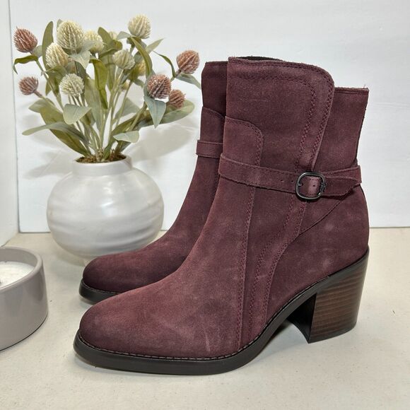 Sam Edelman Simona Leather Bootie Buckle Side Zip Burgundy Women's US 7 NWOB - Picture 4 of 11